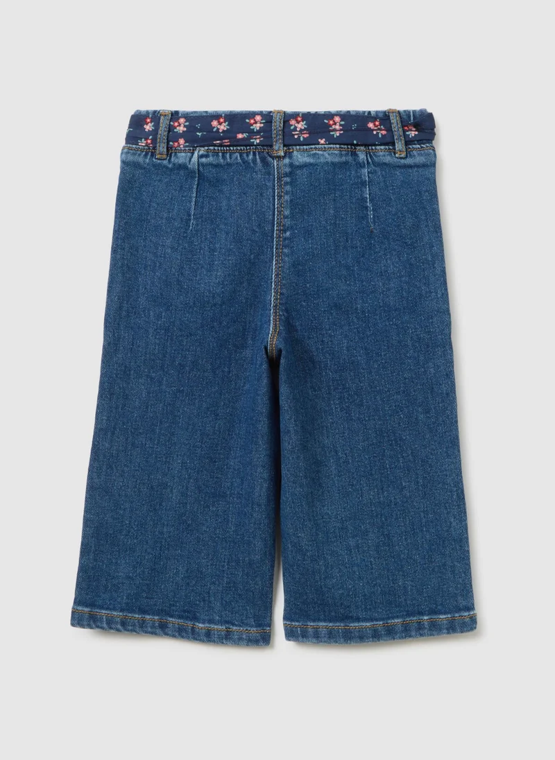 او في اس OVS Wide Elasticated Blue Denim Trousers For Girls